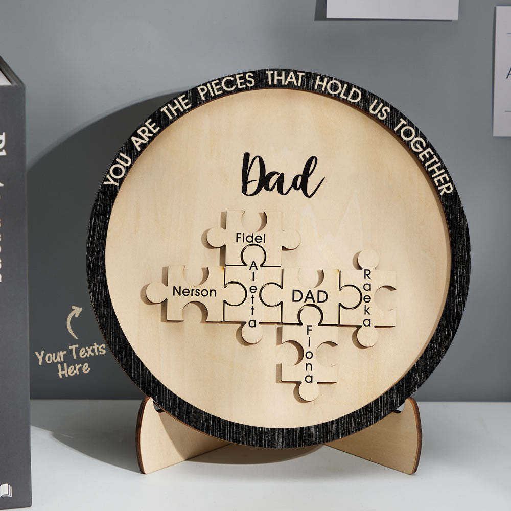 Custom Engraved Ornament Round Wooden Puzzle Pieces Sign Gifts for Parents - MadeMineAU