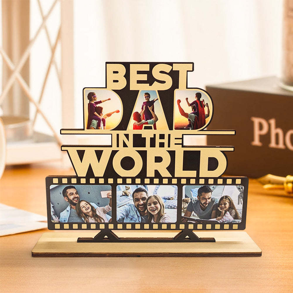 Custom Photo Ornament Personalized The Best Dad Wooden Plaque - MadeMineAU