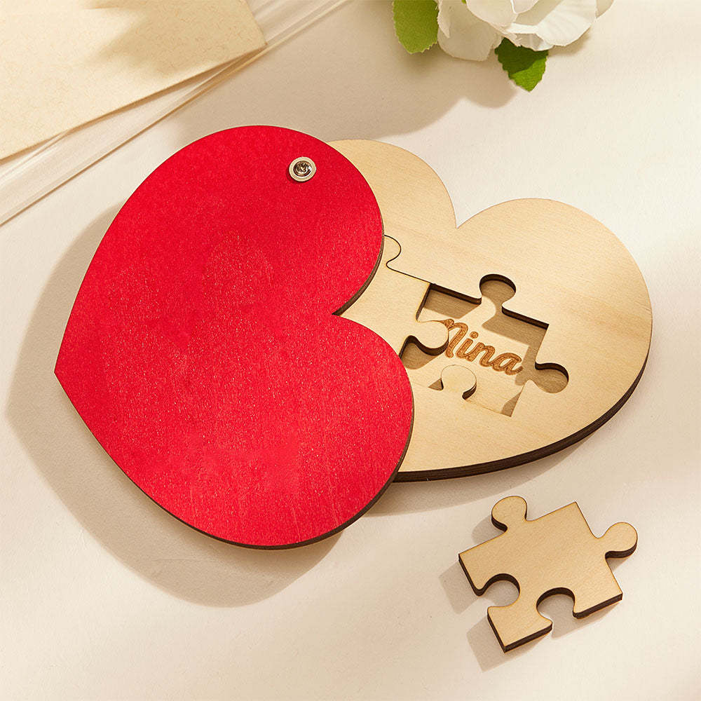 Custom Secret Message Puzzle Red Heart Shaped Decoration Gifts For Her - MadeMineAU