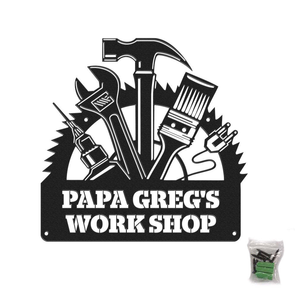 Custom Workshop Metal Sign Personalized LED Lights Wall Art Decor Father's Day Gift - MadeMineAU