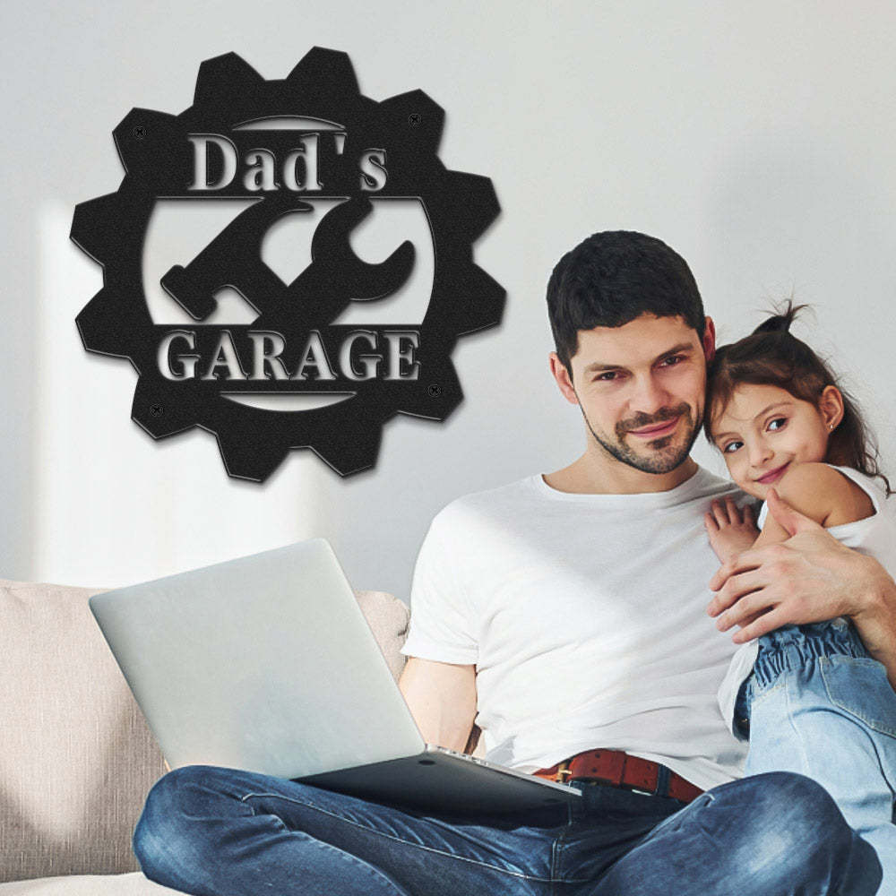 Custom Garage Metal Sign Personalized LED Lights Wall Art Decor Father's Day Gift for Dad - MadeMineAU