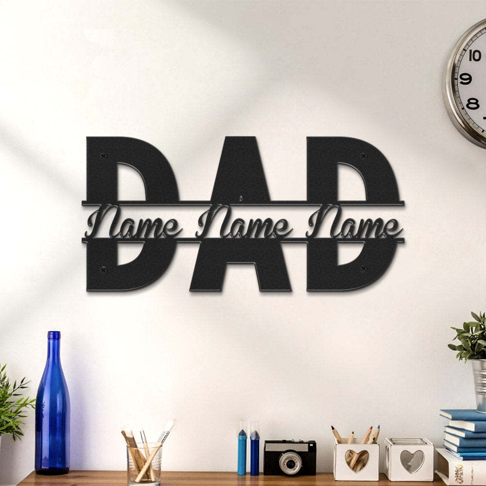 Custom Dad Metal Sign Personalized Name LED Lights Wall Art Decor Father's Day Gift - MadeMineAU