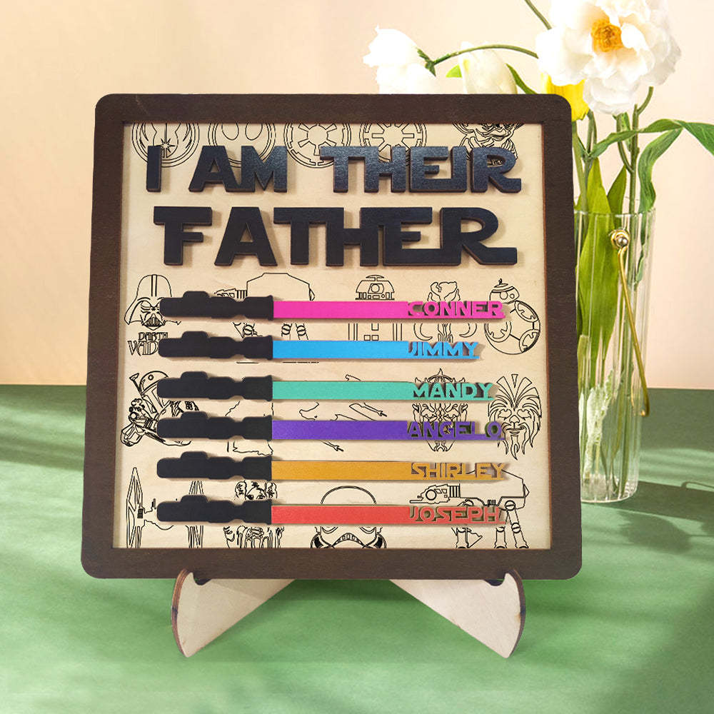 Personalized I Am Their Father Sign Wooden Light Saber Plaque Father's Day Gifts - MadeMineAU