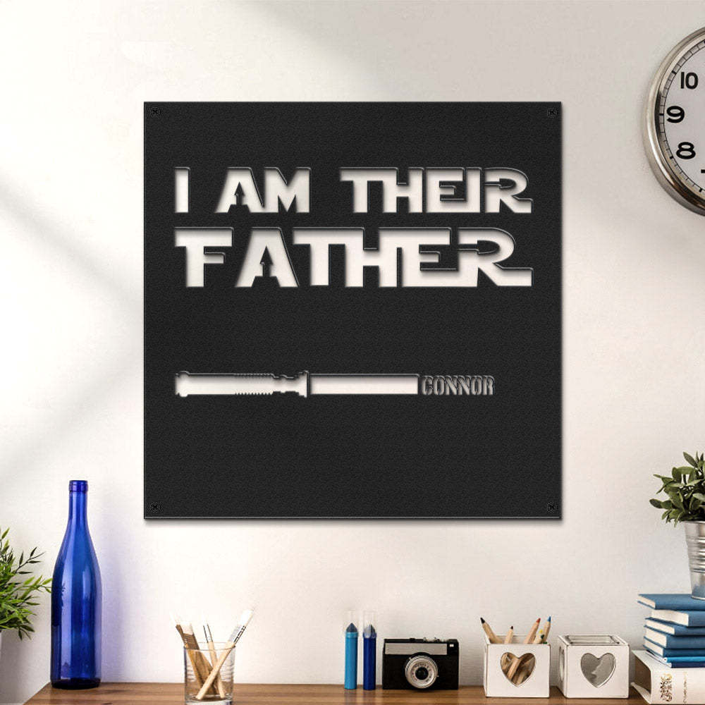 Custom I Am Their Father Metal Sign Personalized Light Saber LED Lights Wall Art Decor Father's Day Gift - MadeMineAU