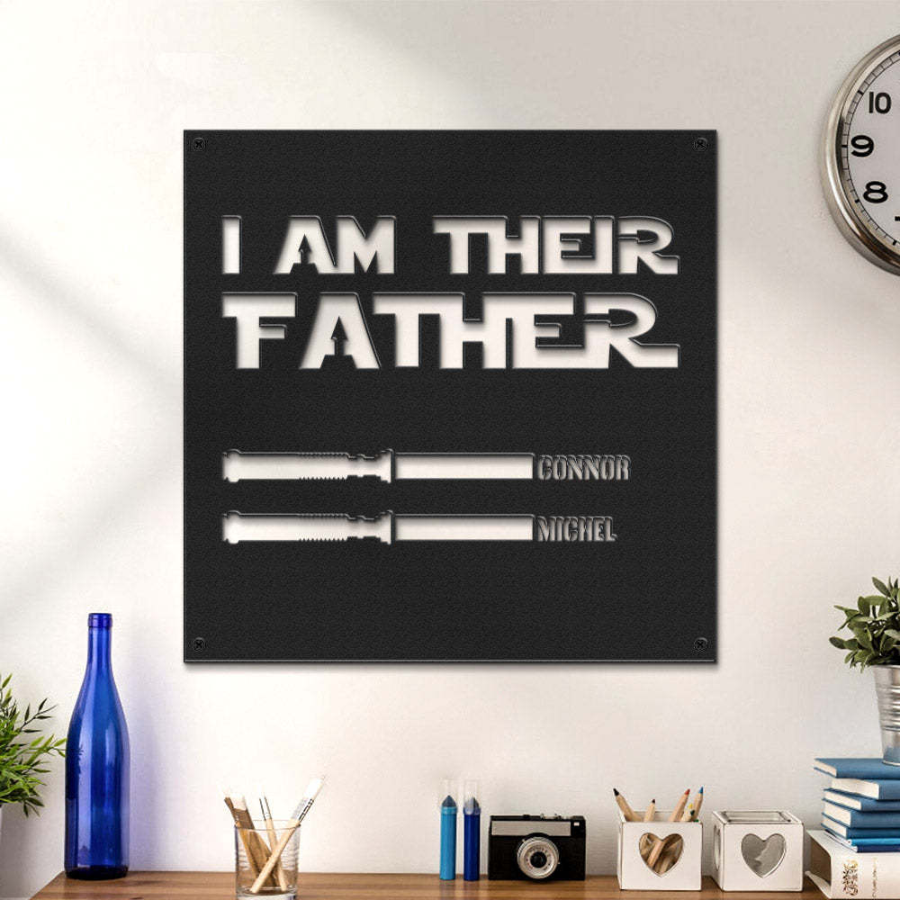 Custom I Am Their Father Metal Sign Personalized Light Saber LED Lights Wall Art Decor Father's Day Gift - MadeMineAU