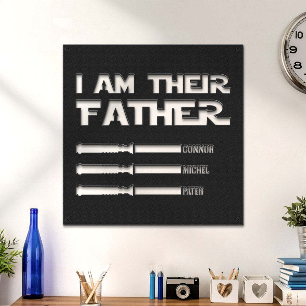 Custom I Am Their Father Metal Sign Personalized Light Saber LED Lights Wall Art Decor Father's Day Gift - MadeMineAU