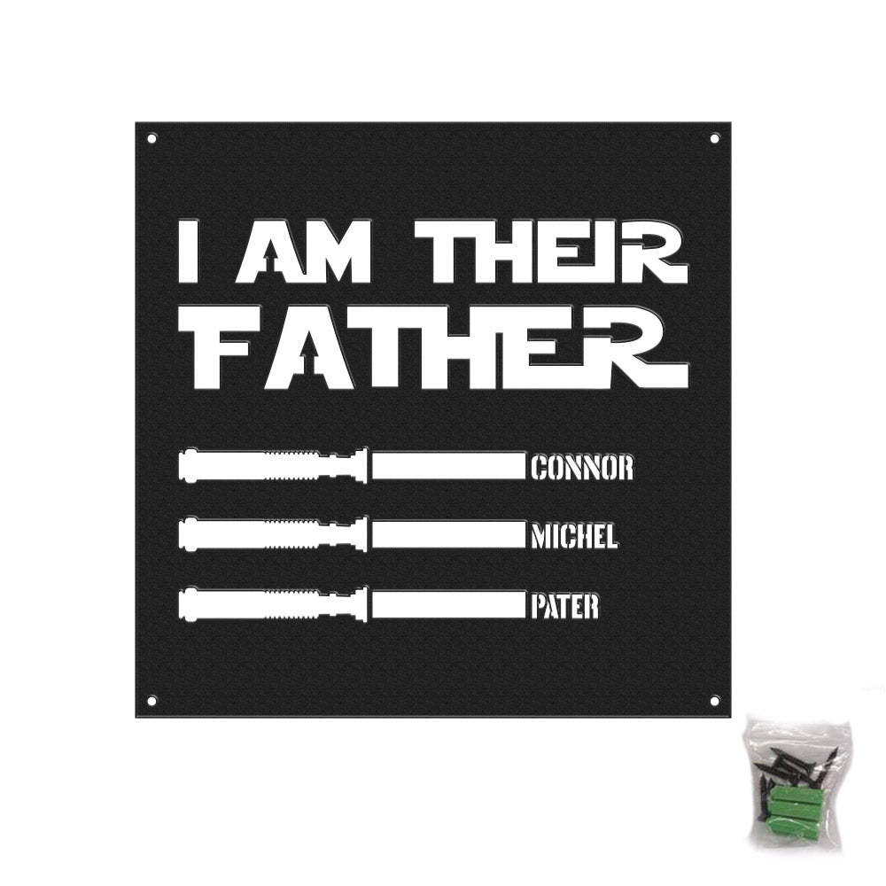 Custom I Am Their Father Metal Sign Personalized Light Saber LED Lights Wall Art Decor Father's Day Gift - MadeMineAU