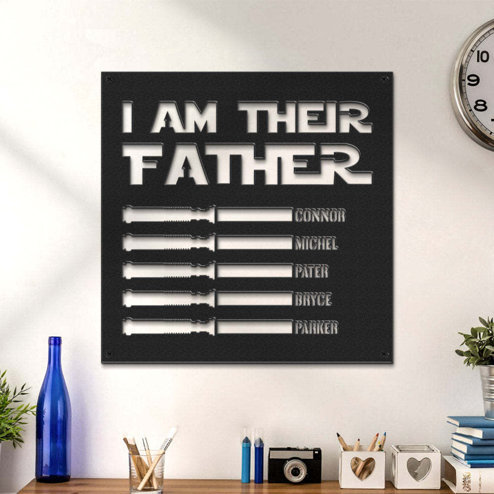 Custom I Am Their Father Metal Sign Personalized Light Saber LED Lights Wall Art Decor Father's Day Gift - MadeMineAU