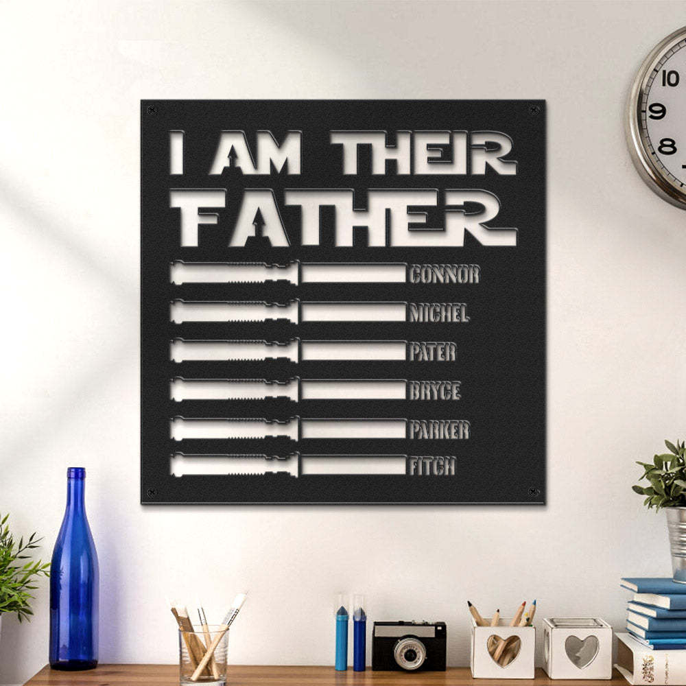 Custom I Am Their Father Metal Sign Personalized Light Saber LED Lights Wall Art Decor Father's Day Gift - MadeMineAU