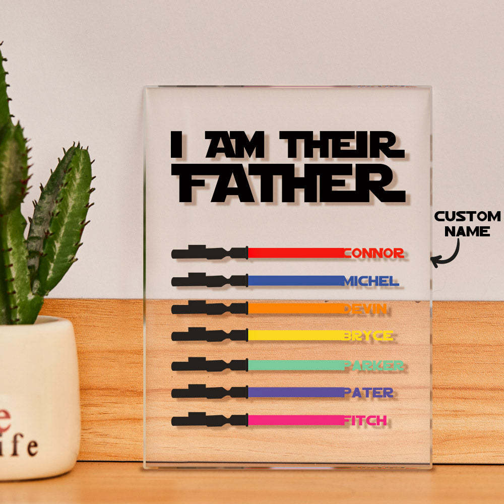 Personalized I Am Their Father Acrylic Plaque Light Saber Plaque Father's Day Gifts - MadeMineAU