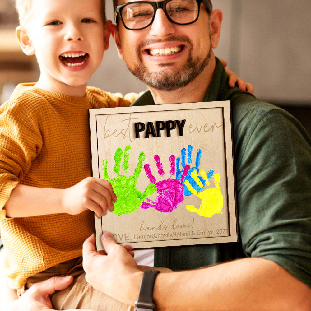 Custom Wooden Handprint Sign Personalized Father's Day DIY Hands Down Plaque Gifts - MadeMineAU