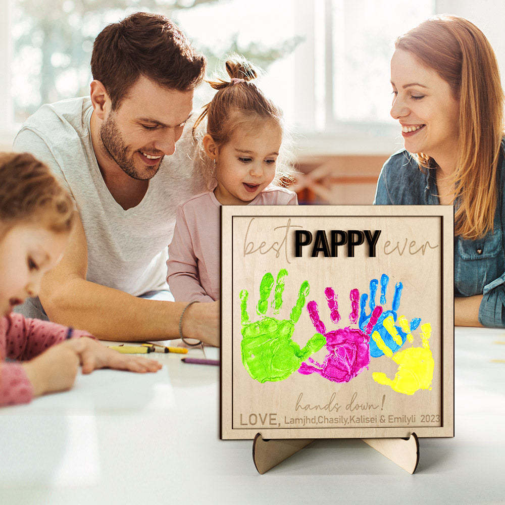 Custom Wooden Handprint Sign Personalized Father's Day DIY Hands Down Plaque Gifts - MadeMineAU