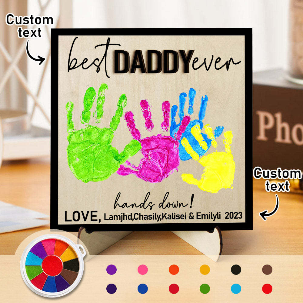 Custom Wooden Handprint Sign Personalized Father's Day DIY Hands Down Plaque Gifts - MadeMineAU