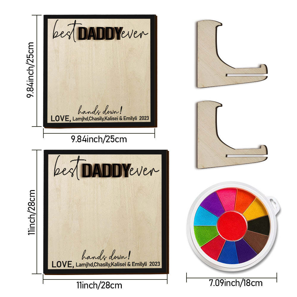 Custom Wooden Handprint Sign Personalized Father's Day DIY Hands Down Plaque Gifts - MadeMineAU