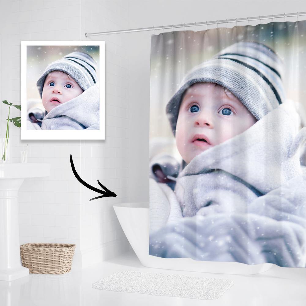 Custom Polyester Shower Curtain Unique Bathroom Decor Cute Baby - MadeMineAU