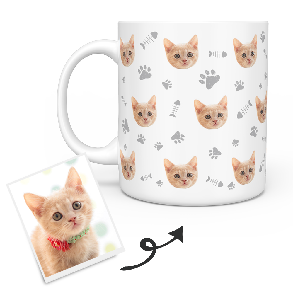 Personalized Mug With Cat Photo - Custom Cat Face Coffee Mug