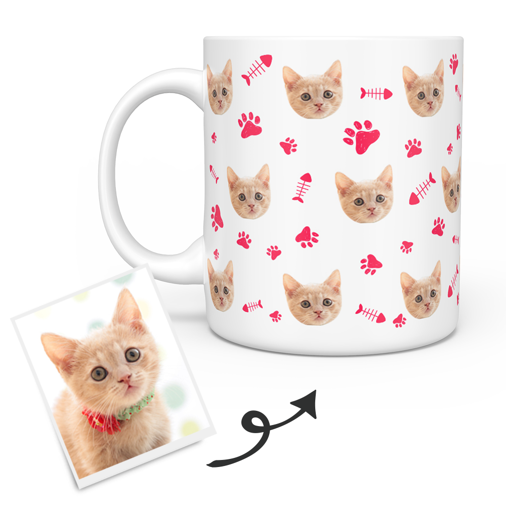 Personalized Mug With Cat Photo - Custom Cat Face Coffee Mug