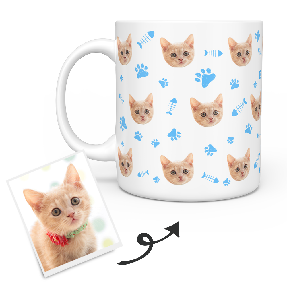 Personalized Mug With Cat Photo - Custom Cat Face Coffee Mug