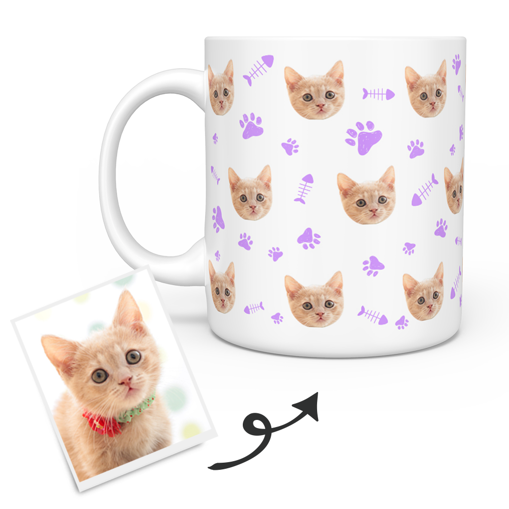 Personalized Mug With Cat Photo - Custom Cat Face Coffee Mug