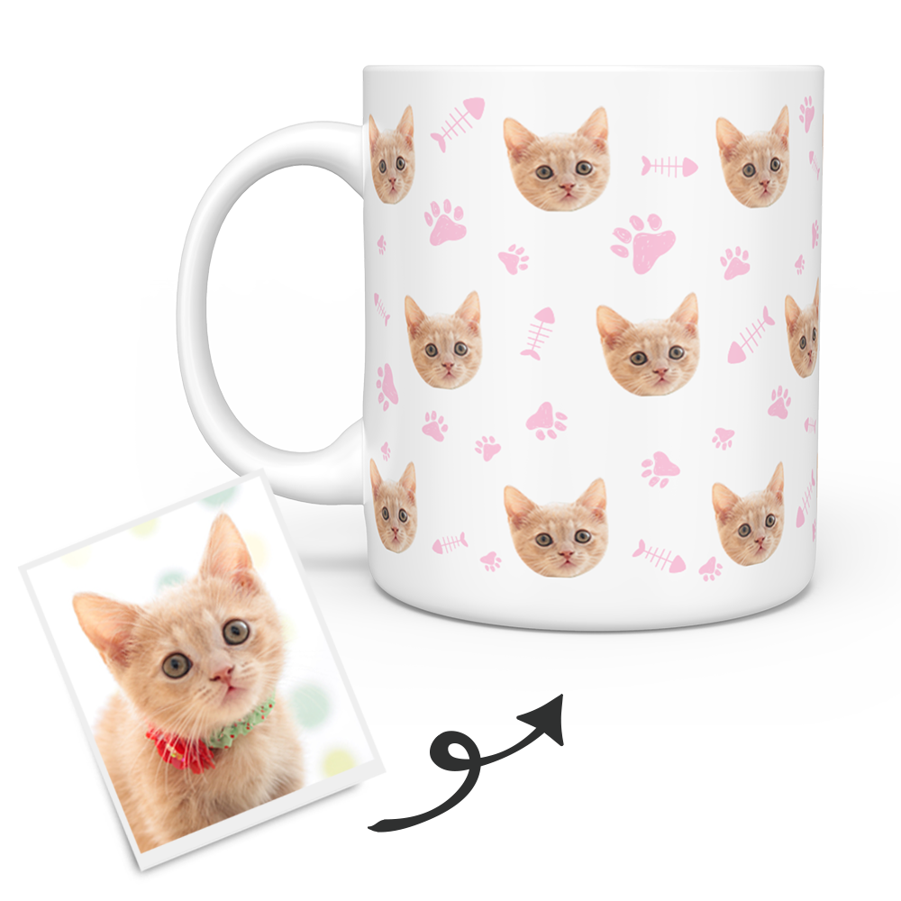 Personalized Mug With Cat Photo - Custom Cat Face Coffee Mug