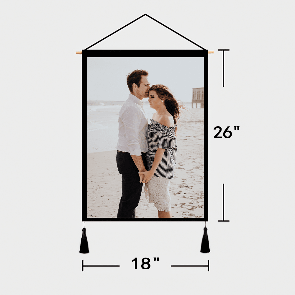 Custom Couple Photo Tapestry - Wall Decor Hanging Fabric Painting Hanger Frame Poster - MadeMineAU