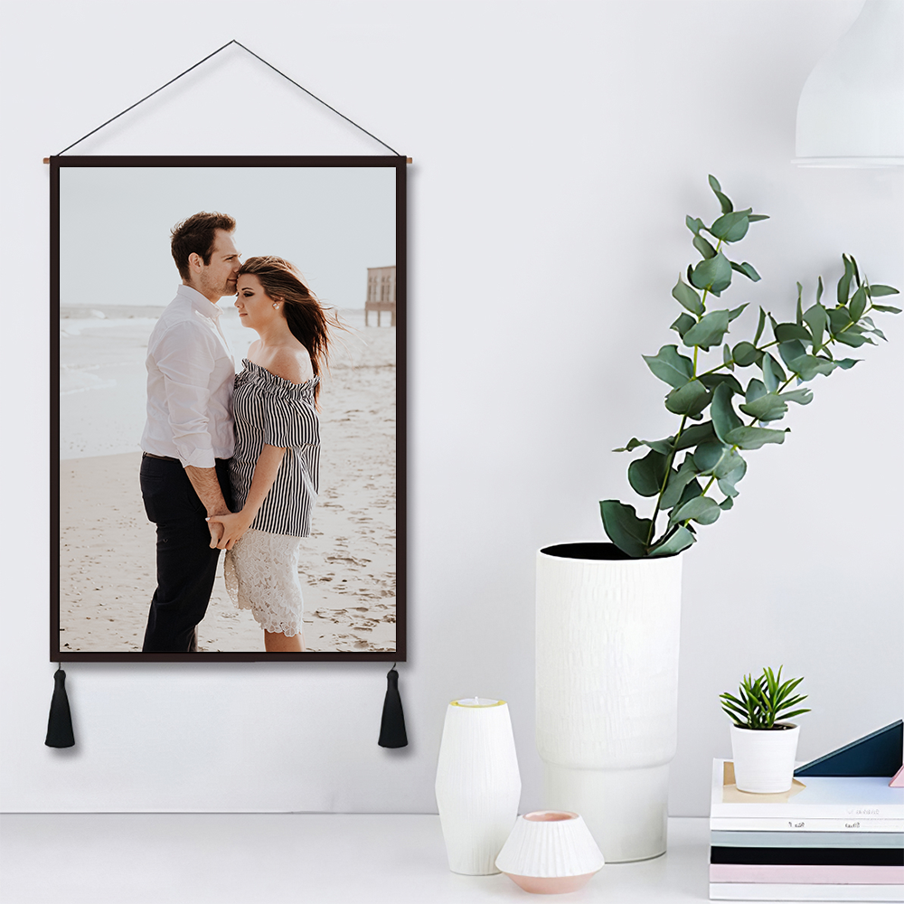 Custom Couple Photo Tapestry - Wall Decor Hanging Fabric Painting Hanger Frame Poster - MadeMineAU