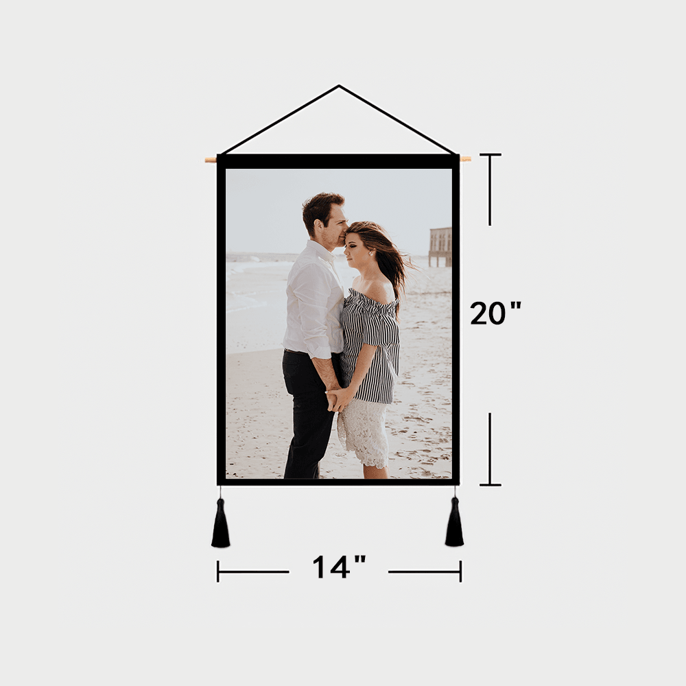 Custom Couple Photo Tapestry - Wall Decor Hanging Fabric Painting Hanger Frame Poster - MadeMineAU