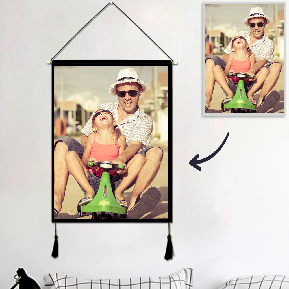 Gifts for Dad Custom Photo Tapestry - Wall Decor Fabric Painting Hanger Frame Poster - MadeMineAU