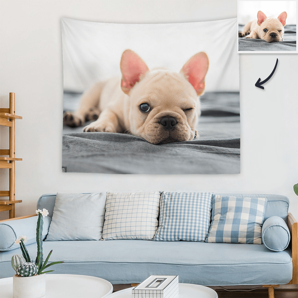 Custom Pet Photo Tapestry Short Plush Wall Decor Hanging Painting - MadeMineAU