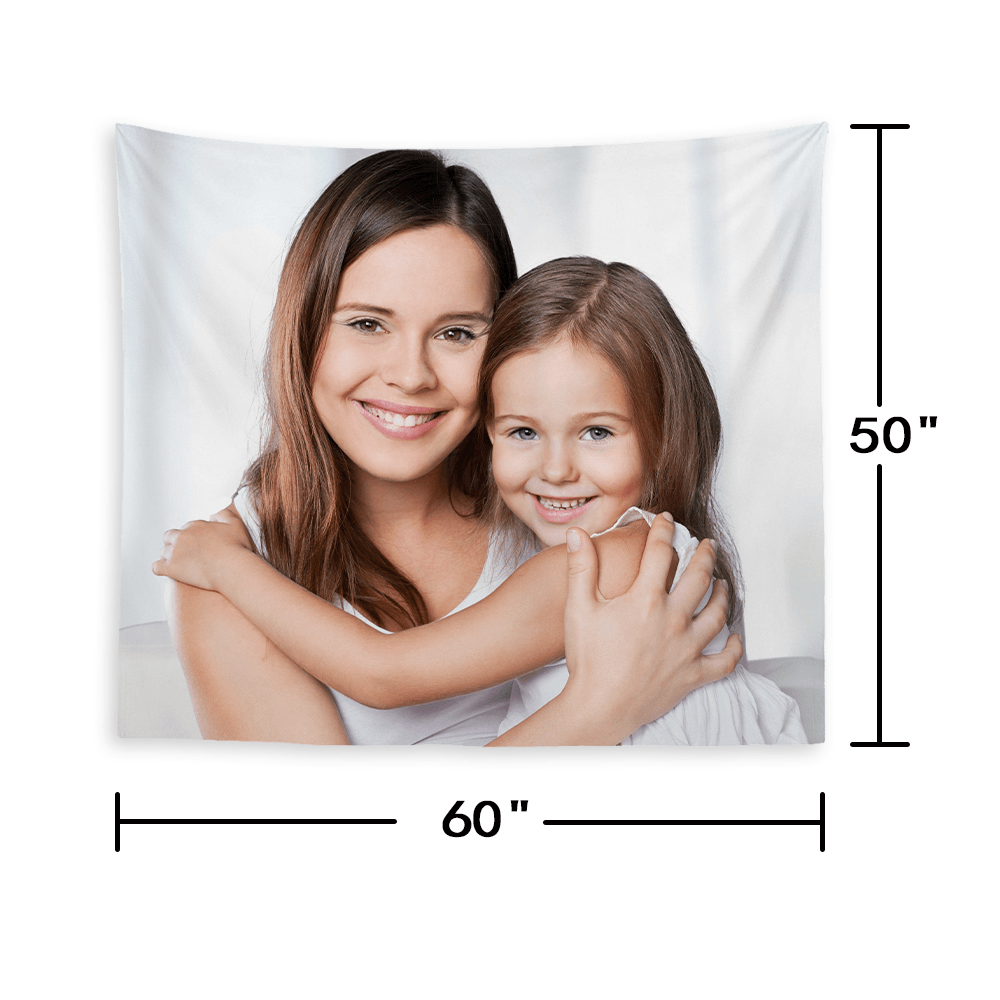 Custom Mother and Daughter Photo Tapestry Short Plush Wall Decor Hanging Painting - MadeMineAU