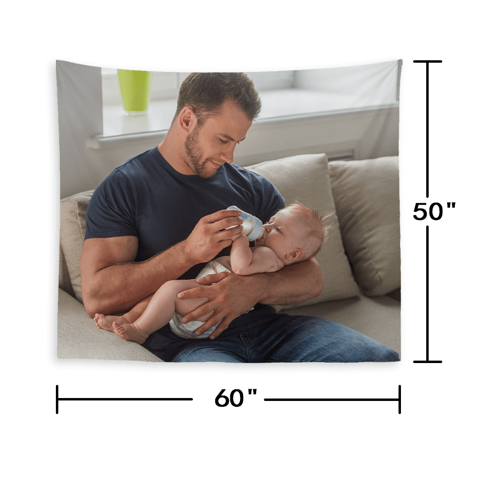 Father's Day Gifts Custom Baby Photo Tapestry Short Plush Wall Decor Hanging Painting - MadeMineAU