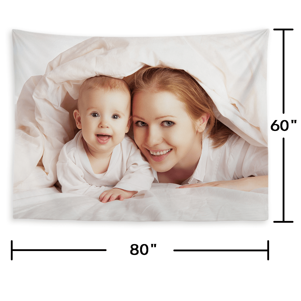 Father's Day Gifts Custom Baby Photo Tapestry Short Plush Wall Decor Hanging Painting - MadeMineAU