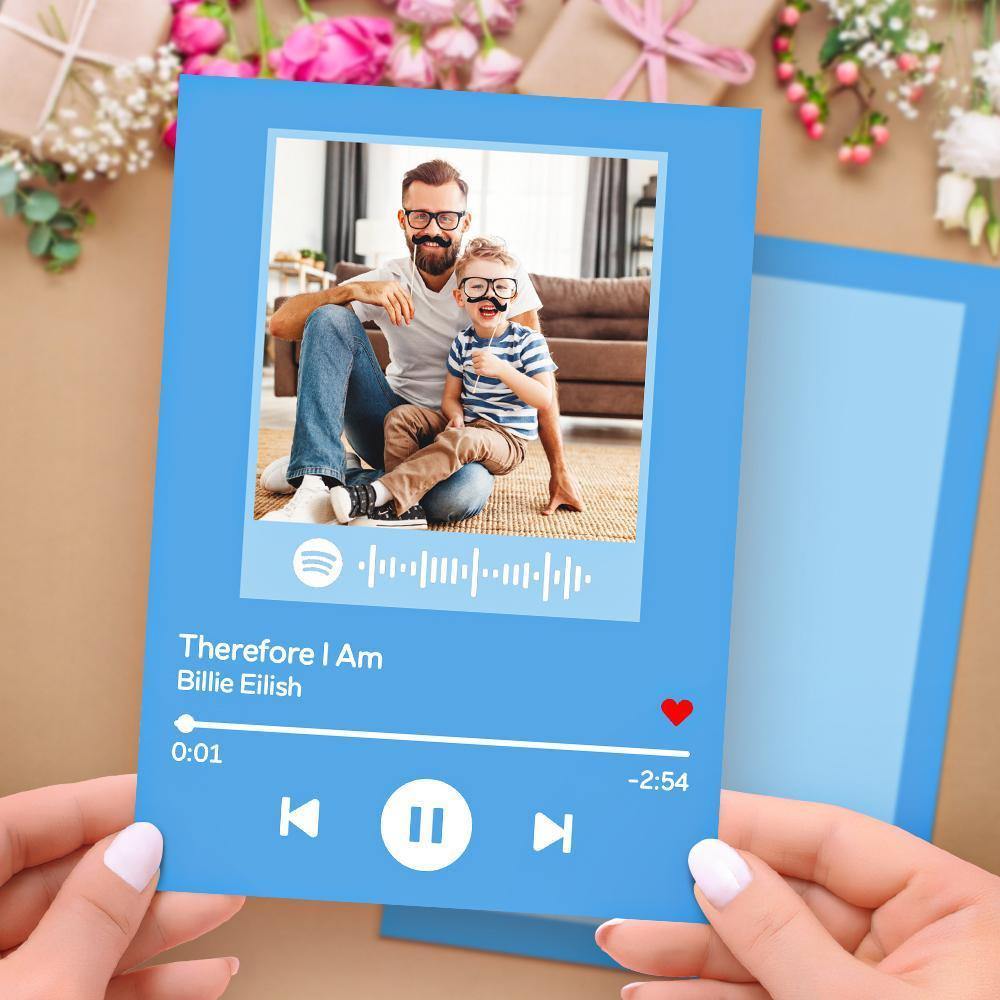 Custom Spotify Code Music Cards With Your Photo-Blue - MadeMineAU