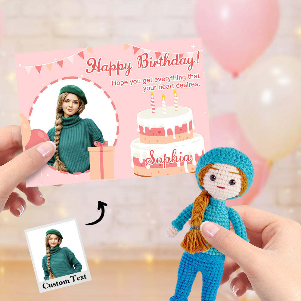 Custom Crochet Doll from Photo Handmade Look alike Dolls with Personalized Name Card Birthday Gifts - MadeMineAU