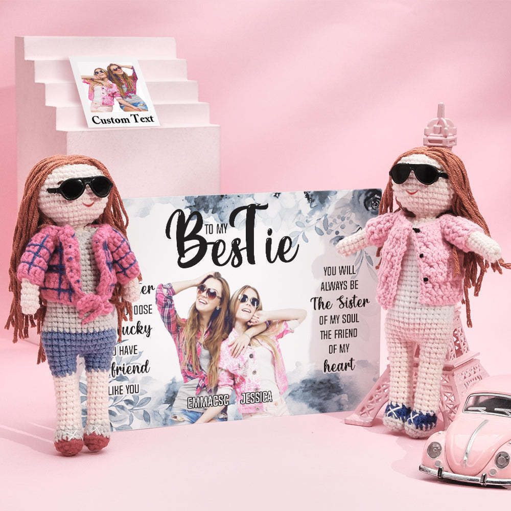 BFF Gifts Custom Crochet Doll from Photo Handmade Look alike Dolls with Personalized Name Card - MadeMineAU