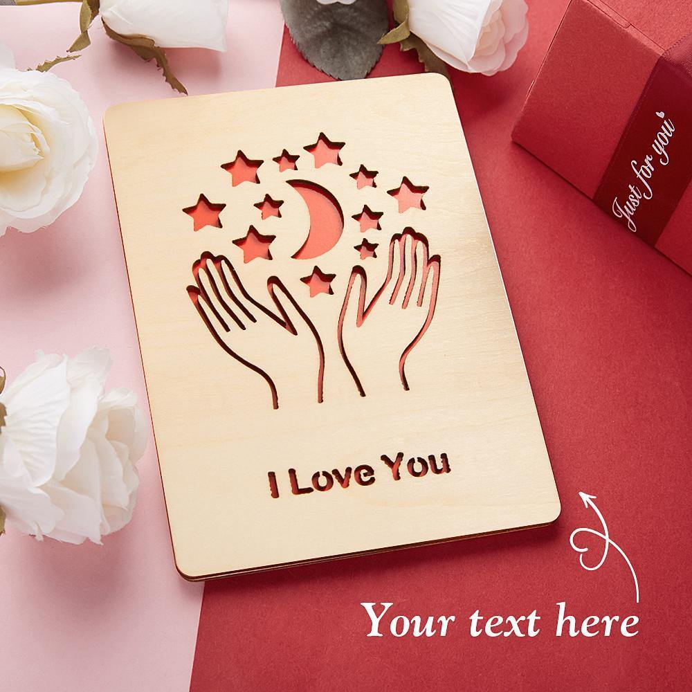 Personalized Greeting Card Wooden Handwriting Gifts-Hand Moon&Star - MadeMineAU