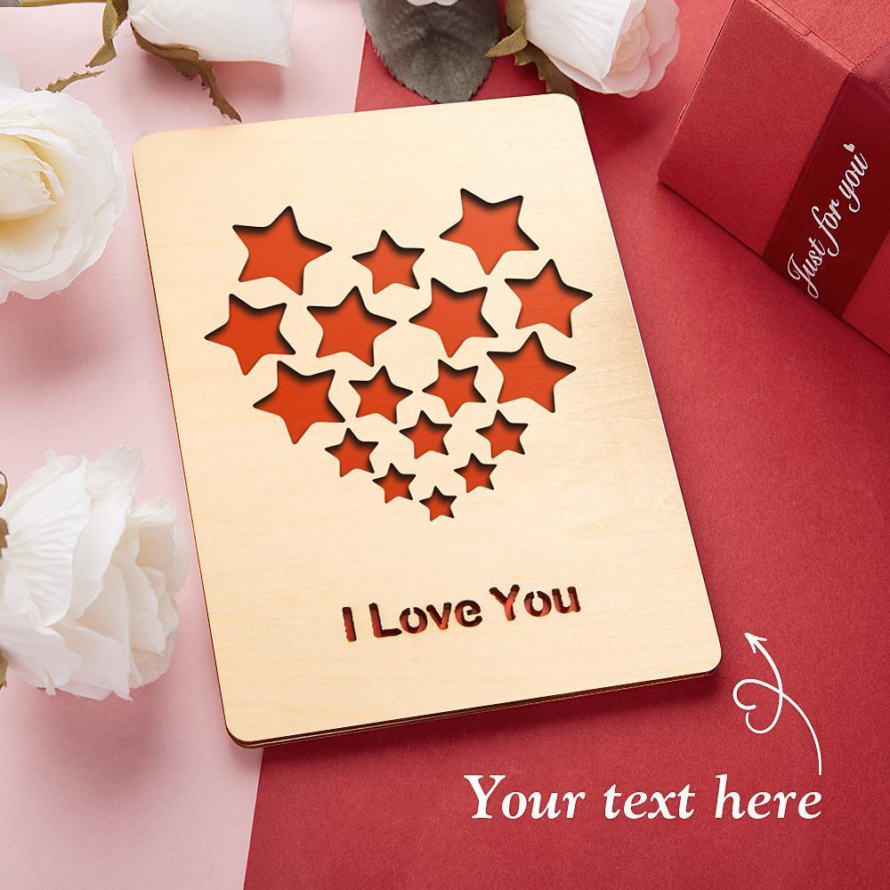 Personalized Greeting Card Wooden Handwriting Gifts-Heart Star - MadeMineAU