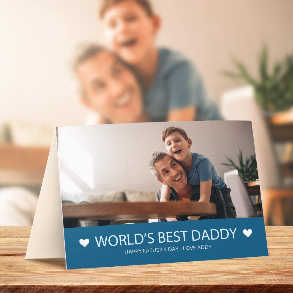 Fathers Day Gift Custom Greeting Card for Him - World's Best Daddy - MadeMineAU