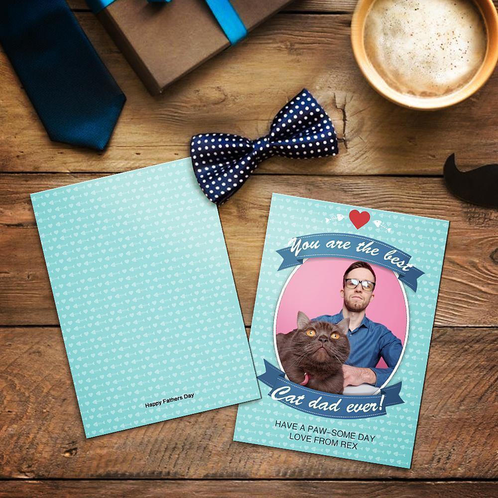 Fathers Day Gift Custom Greeting Card for Him Best Cat Forever - MadeMineAU