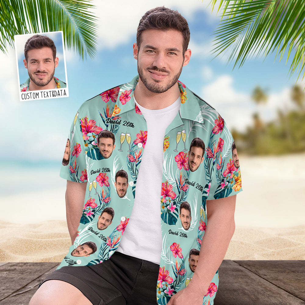 Custom Face Hawaiian Shirt Birthday Text And Photo Hawaiian Shirt David 26th Birthday Shirt - MadeMineAU