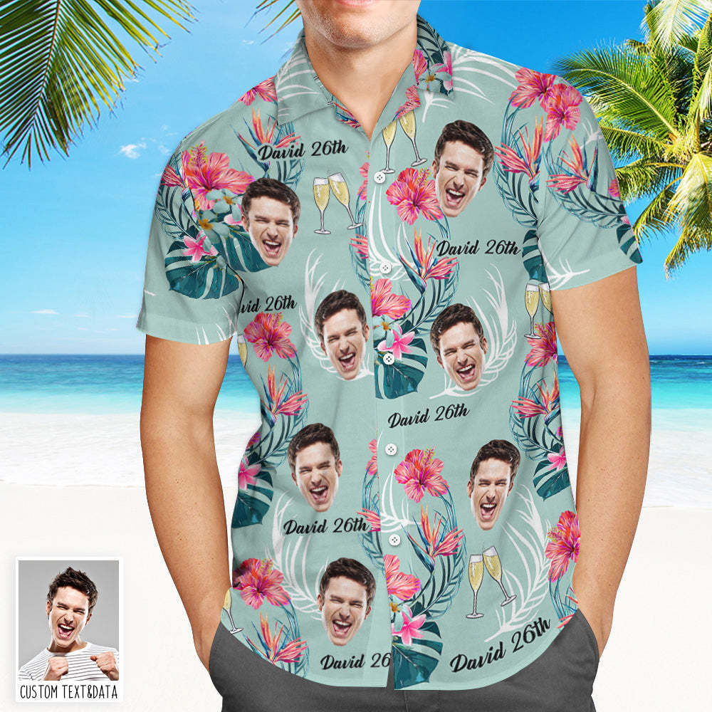 Custom Face Hawaiian Shirt Birthday Text And Photo Hawaiian Shirt David 26th Birthday Shirt - MadeMineAU