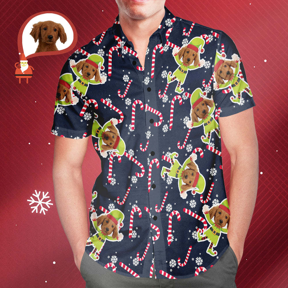 Custom Gog Face Christmas Elf Men's All Over Print Hawaiian Shirt Christmas Gift for Him - MyHawaiianShirtsAU