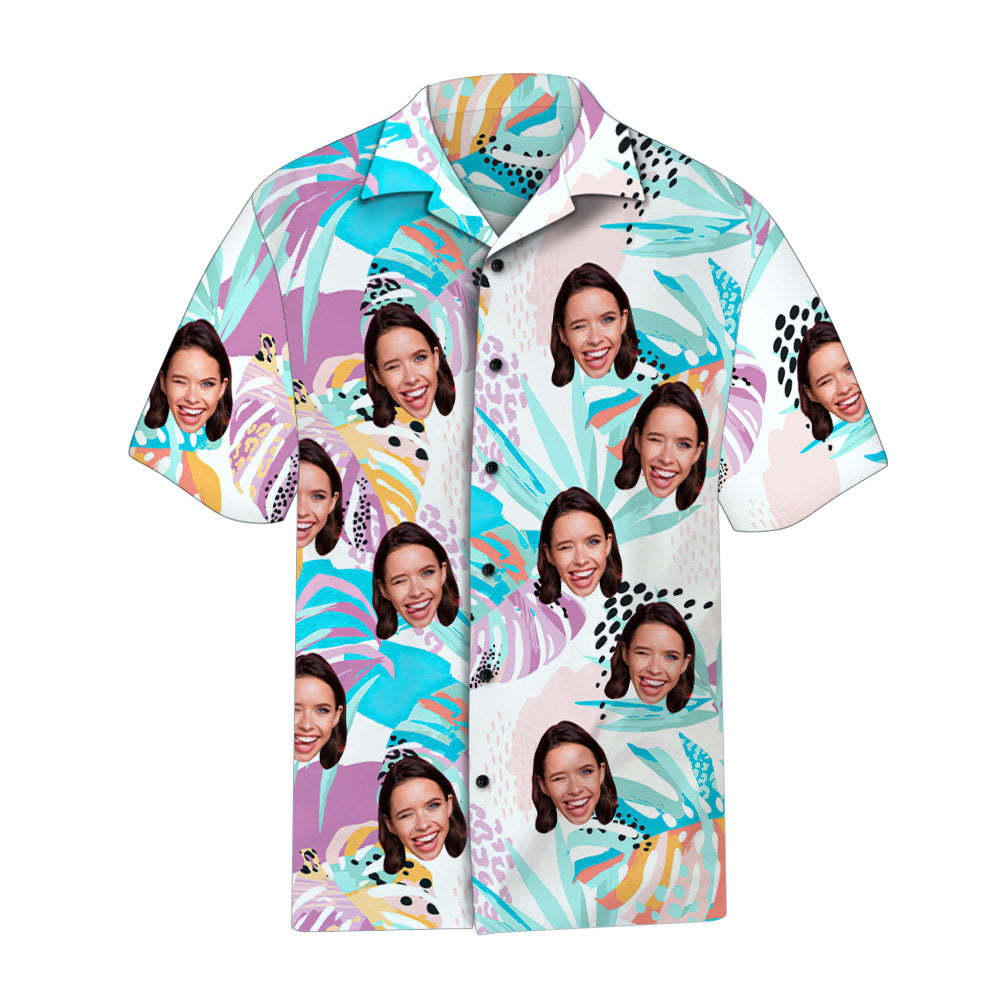 Personalized Photo Hawaiian Shirt Custom Face Tropical Pattern Hawaiian Shirt - MadeMineAU