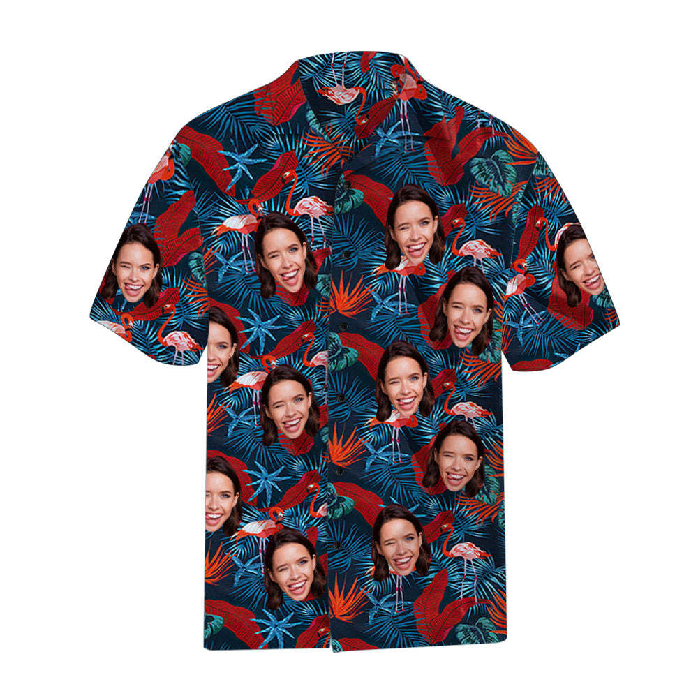 Custom Face Hawaiian Shirt Red Flamingo Pattern Hawaiian Shirt - MadeMineAU