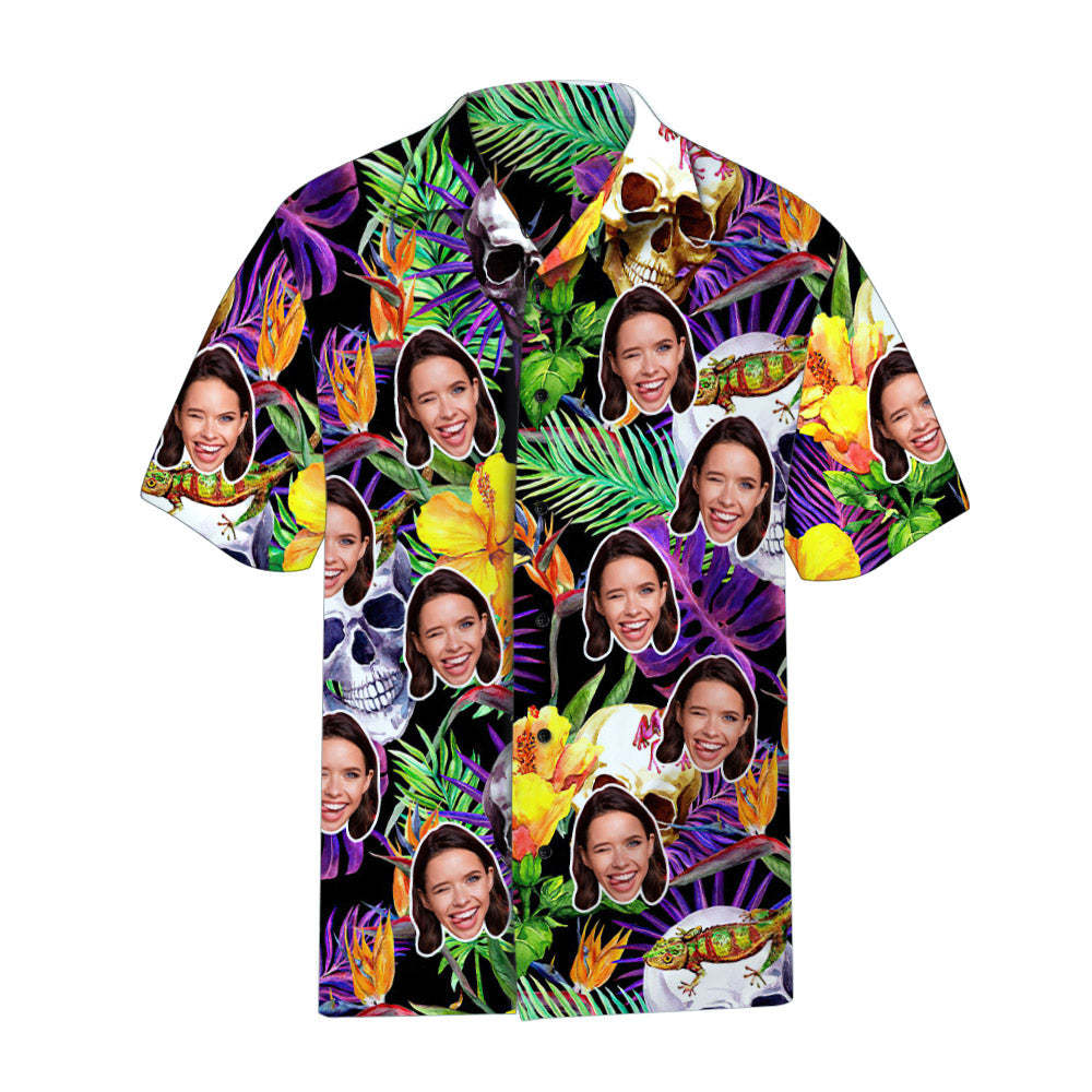 Custom Face Hawaiian Shirt Skull Pattern Hawaiian Shirt for Him - MadeMineAU