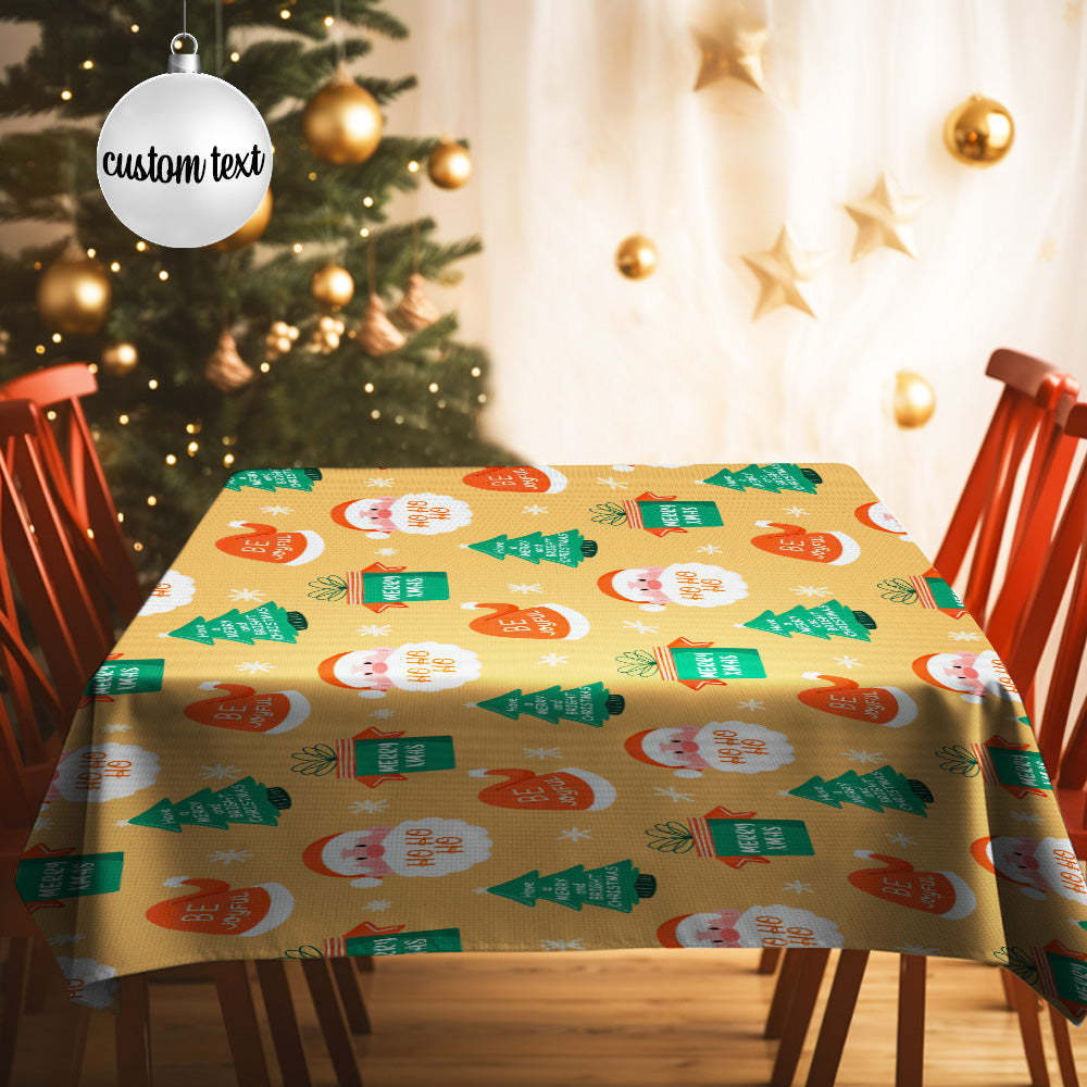 Personalized Text Merry Christmas Tablecloth Custom Washable Table Cover Christmas Gift - MadeMineAU
