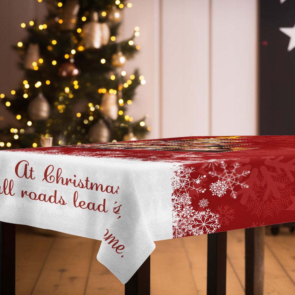 Custom Family Photos Christmas Tree Tablecloth Personalized Washable Table Cover Christmas Gift - MadeMineAU