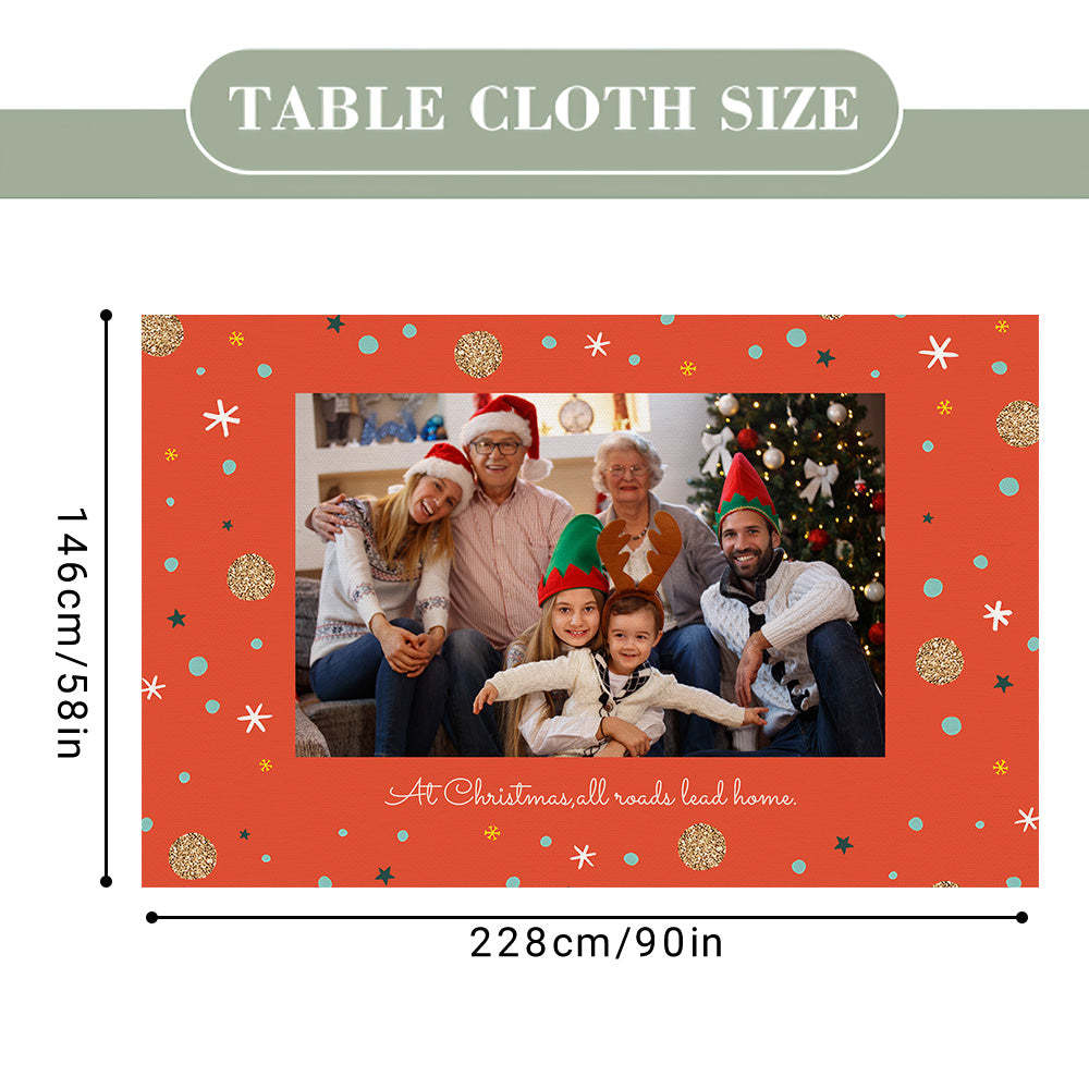 Custom Photo and Text Christmas Tablecloth Personalized Washable Table Cover Christmas Gift - MadeMineAU