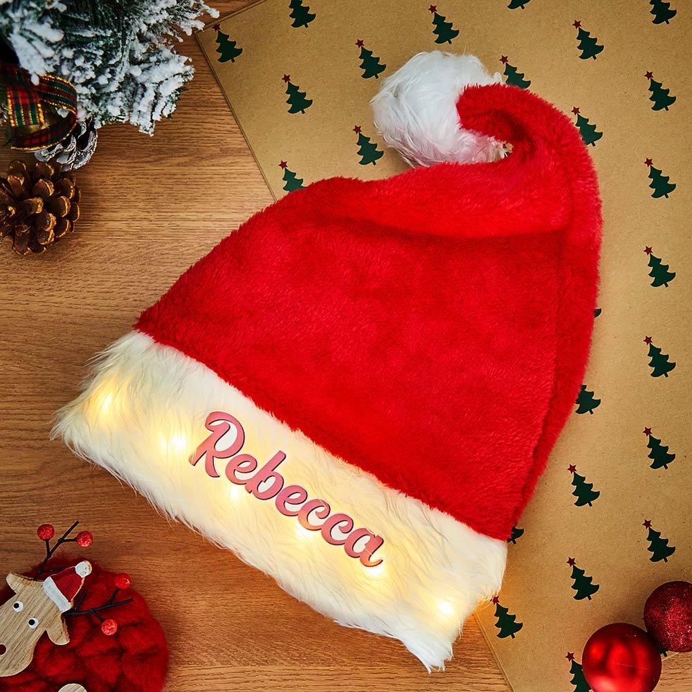 Custom Name Illuminated Christmas Hat Unique Light Up Hat For Christmas Day - MadeMineAU
