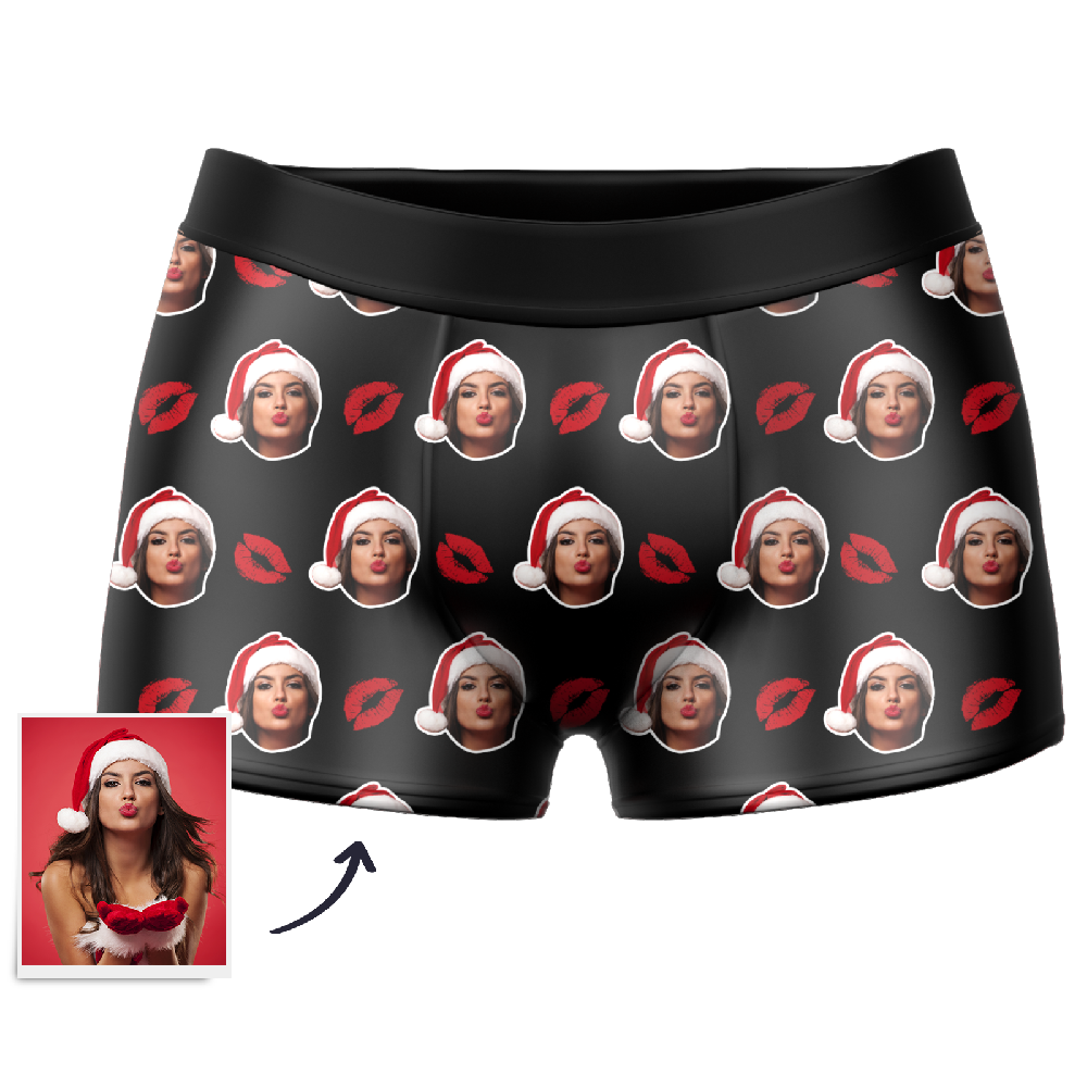 Couple Men's Custom Face Boxer Shorts - Kiss - MadeMineAU